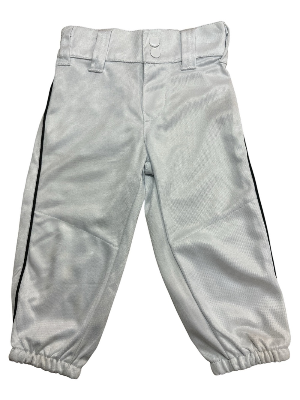 QBX Kids White Baseball Jogger Pants with Black Side Stripe 4T